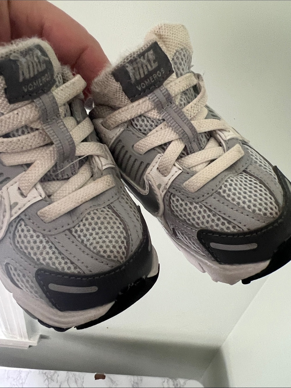 Nike Kids Light Gray and White Mesh Sneakers
